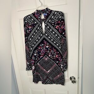 Express Black and Pink Patterned Blouse